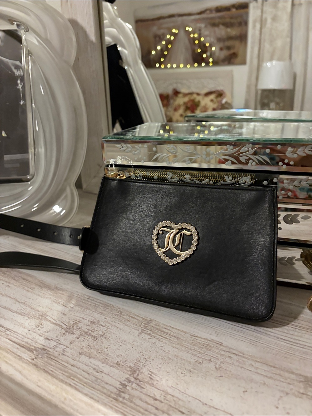 Juicy Couture Black belt  Bag with Heart JC Emblem